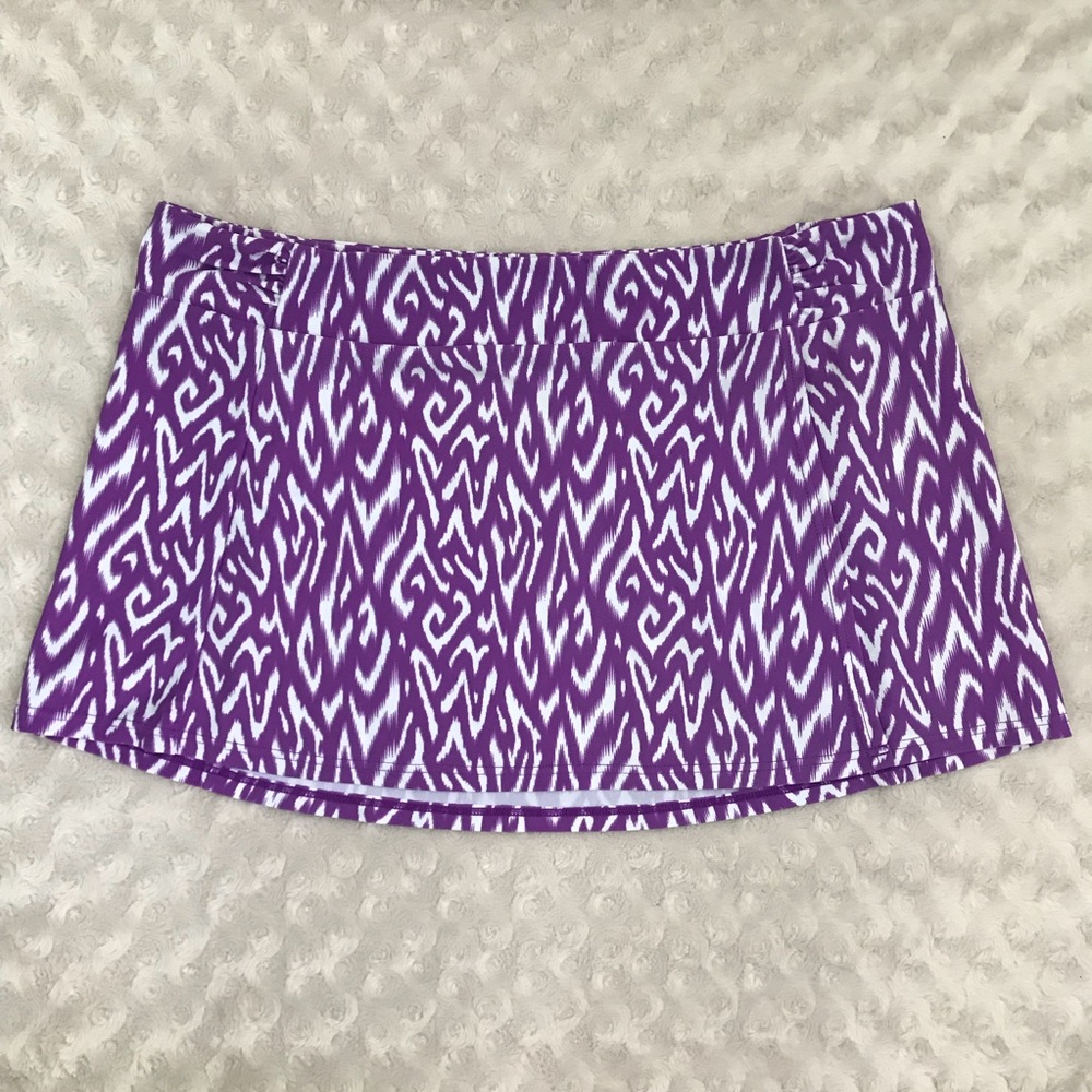 Cabana Beach Swim Skirt Cover Up Purple White M 12